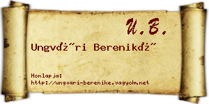 Ungvári Bereniké névjegykártya